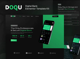 DOQU – Dark Digital Bank & E-Wallet Elementor Template Kit