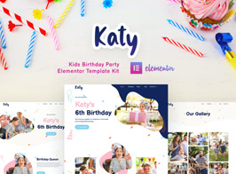 Katy – Kids Birthday Party Planner & Invitation Elementor Template Kit