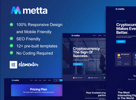 Metta – Cryptocurrency Blockchain & Bitcoin Elementor Template Kit