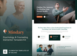 Mindary – Psychology & Counseling Elementor Template Kit