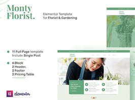 Monty Florist – Flower Boutique & Decoration Elementor Template Kit
