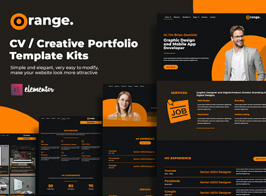 Orange CV /Creative Portfolio Elementor Template Kits
