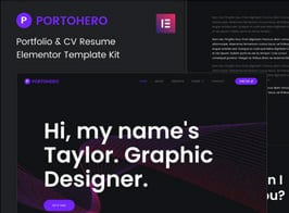 Portohero – Personal Portfolio & CV Elementor Template Kit