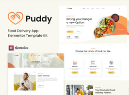 Puddy – Food Delivery App Elementor Template Kit