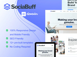SociaBuff – Social Media & Digital Agency Elementor Template Kit