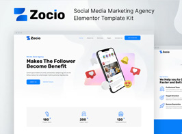 Zocio – Social Media Marketing Agency Elementor Template Kit