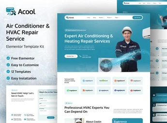 Acool – Air Conditioner & HVAC Repair Service Elementor Template Kit