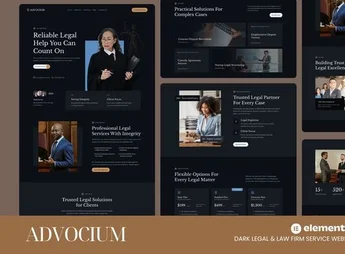 Advocium – Dark Legal & Law Firm Service Website Elementor Template Kits