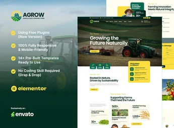 Agrow – Organic Farm Agriculture Elementor Template Kit