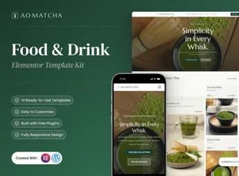 AOMatcha – Food & Drink Elementor Template Kit