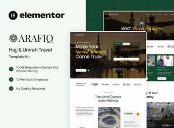 Arafiq – Hajj & Umrah Travel Elementor Template Kit