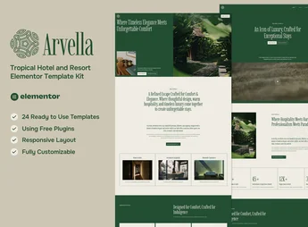 Arvella – Tropical Hotel & Resort Elementor Template Kit
