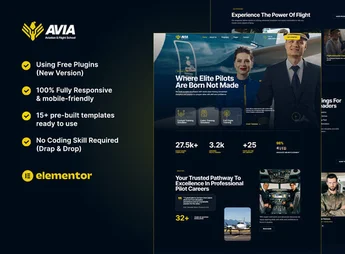 Avia – Aviation & Flight School Elementor Template Kit
