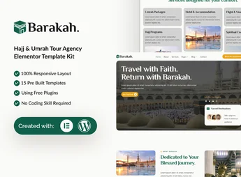 Barakah – Hajj & Umrah Tour Agency Elementor Template Kit