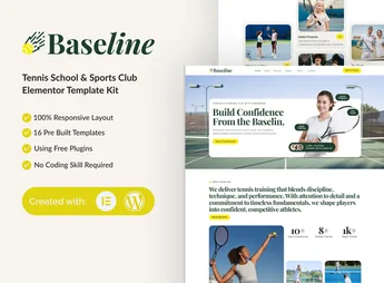 Baseline – Tennis School & Sports Club Elementor Template Kit