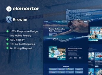Beswim – Swimming Courses & Training Elementor Pro Template Kit