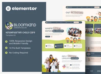 Bloomkind – Kindergarten Child Care Elementor Template Kit