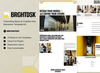 BrightDesk – Coworking Space & Creative Hub Elementor Template Kit
