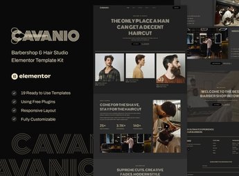 Cavanio – Barbershop & Hair Studio Elementor Template Kit