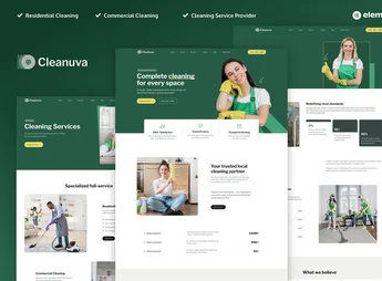 Cleanuva – Cleaning Services Elementor Pro Template Kit