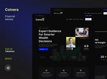 Coinera – Dark Financial Advisor & Coaching Website Elementor Template Kit