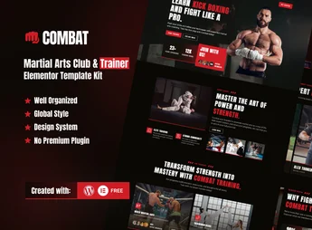 Combat – Martial Arts Club & Trainer Elementor Template Kit