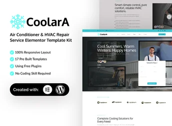 Coolara – Air Conditioner & HVAC Repair Service Elementor Template Kit