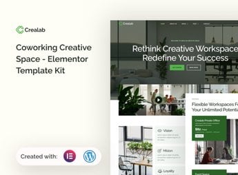 Crealab – Coworking Creative Space Elementor Template Kit