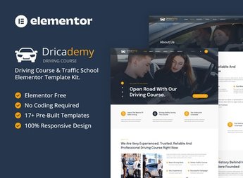Dricademy – Driving Course & Traffic School Elementor Template Kit