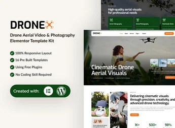 Dronex – Drone Aerial Video & Photography Elementor Template Kit