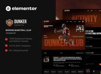 Dunker – Modern Basketball Club Elementor Template Kit