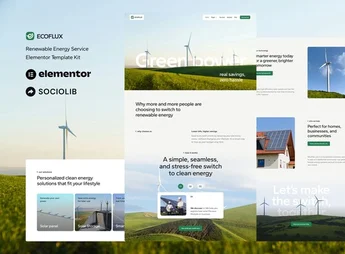 Ecoflux – Renewable Energy & Solar Panel Elementor Template Kit