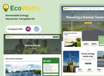 Ecowatts – Renewable Energy Elementor Template Kit
