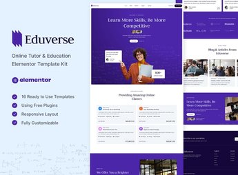 Eduverse – Online Tutor & Education Elementor Template Kit