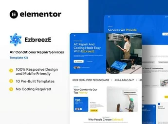 EzbreezE – Air Conditioner Repair Services Elementor Template Kit
