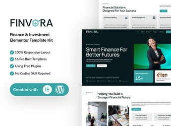 Finvora – Finance & Investment Elementor Template Kit