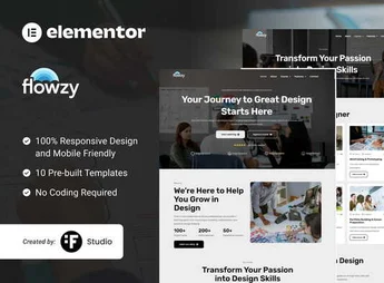 Flowzy – UI/UX Course & Services Elementor Template Kit