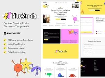 FluxStudio – Content Creator Studio Elementor Template Kit