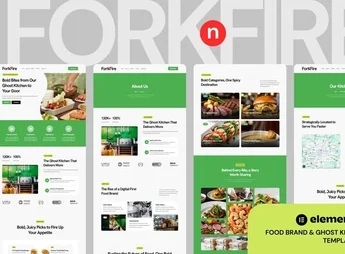 ForknFire – Food Brand & Ghost Kitchen Elementor Template Kit
