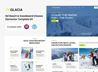 Glacia – Ski Resort & Snowboard Classes Elementor Template Kit