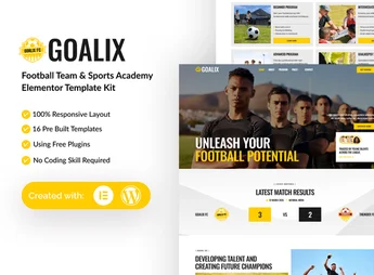 Goalix – Football Team & Sports Academy Elementor Template Kit