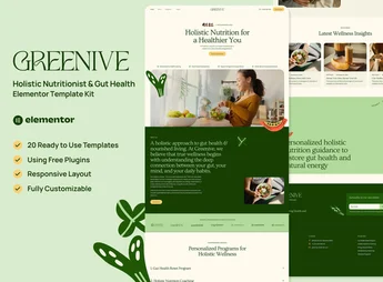 Greenive – Holistic Nutritionist & Gut Health Elementor Template Kit