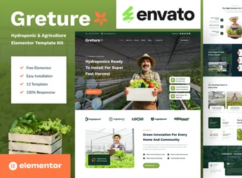 Greture – Hydroponic & Agriculture Elementor Template Kit