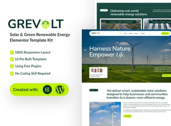 Grevolt – Solar & Green Renewable Energy Elementor Template Kit