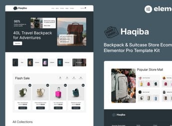 Haqiba – Backpack & Suitcase Store Ecommerce Elementor Pro Template Kit