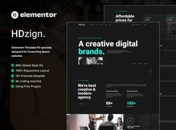 HDzign – Dark Digital Agency Elementor Template Kit