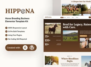 Hippona – Horse Breeding Business Elementor Template Kit