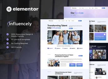 Influencely – Influencer & Talent Agency Elementor Template Kit