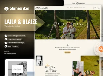 Laila & Blaize – Wedding Invitation Elementor Template Kit