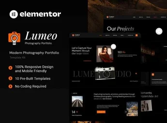 Lumeo – Modern Photography Portfolio Elementor Template Kit